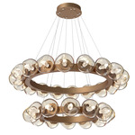 Luna Tiered Radial Ring Chandelier - Novel Brass / Amber Geo