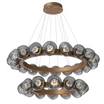 Luna Tiered Radial Ring Chandelier - Novel Brass / Smoke Zircon