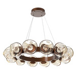 Luna Radial Ring Chandelier - Burnished Bronze / Amber Floret