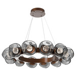 Luna Radial Ring Chandelier - Burnished Bronze / Smoke Floret