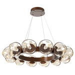 Luna Radial Ring Chandelier - Burnished Bronze / Amber Geo