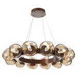 Luna Radial Ring Chandelier - Burnished Bronze / Bronze Geo