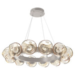 Luna Radial Ring Chandelier - Beige Silver / Amber Floret