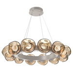 Luna Radial Ring Chandelier - Beige Silver / Bronze Floret