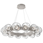 Luna Radial Ring Chandelier - Beige Silver / Clear Floret