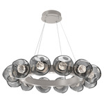 Luna Radial Ring Chandelier - Beige Silver / Smoke Floret