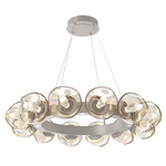 Luna Radial Ring Chandelier - Beige Silver / Amber Geo