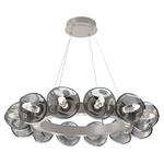 Luna Radial Ring Chandelier - Beige Silver / Smoke Geo