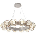 Luna Radial Ring Chandelier - Beige Silver / Amber Zircon