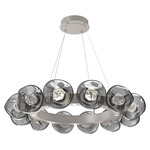 Luna Radial Ring Chandelier - Beige Silver / Smoke Zircon