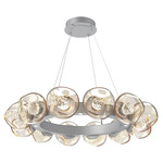 Luna Radial Ring Chandelier - Classic Silver / Amber Floret