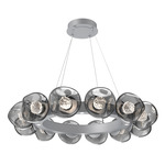 Luna Radial Ring Chandelier - Classic Silver / Smoke Floret