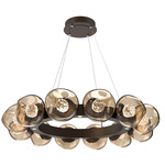 Luna Radial Ring Chandelier - Flat Bronze / Bronze Floret