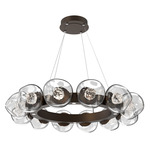 Luna Radial Ring Chandelier - Flat Bronze / Clear Floret