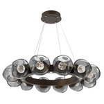 Luna Radial Ring Chandelier - Flat Bronze / Smoke Floret