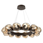 Luna Radial Ring Chandelier - Flat Bronze / Bronze Geo