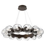 Luna Radial Ring Chandelier - Flat Bronze / Clear Geo