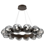 Luna Radial Ring Chandelier - Flat Bronze / Smoke Geo