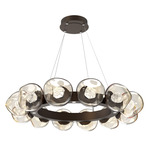 Luna Radial Ring Chandelier - Flat Bronze / Amber Zircon