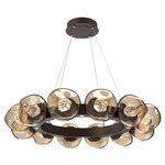 Luna Radial Ring Chandelier - Flat Bronze / Bronze Zircon