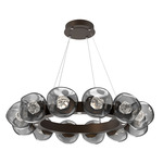 Luna Radial Ring Chandelier - Flat Bronze / Smoke Zircon