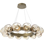 Luna Radial Ring Chandelier - Gilded Brass / Amber Floret