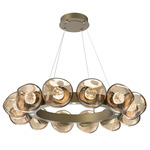 Luna Radial Ring Chandelier - Gilded Brass / Bronze Floret