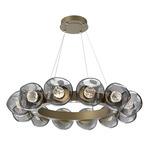 Luna Radial Ring Chandelier - Gilded Brass / Smoke Floret