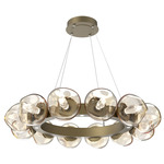 Luna Radial Ring Chandelier - Gilded Brass / Amber Geo