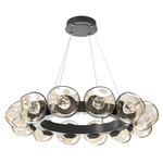 Luna Radial Ring Chandelier - Graphite / Amber Floret