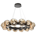 Luna Radial Ring Chandelier - Graphite / Bronze Floret