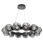 Luna Radial Ring Chandelier - Graphite / Smoke Floret