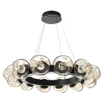 Luna Radial Ring Chandelier - Matte Black / Amber Floret