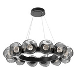 Luna Radial Ring Chandelier - Matte Black / Smoke Floret