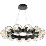 Luna Radial Ring Chandelier - Matte Black / Amber Geo