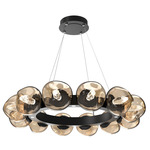 Luna Radial Ring Chandelier - Matte Black / Bronze Geo