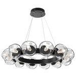 Luna Radial Ring Chandelier - Matte Black / Clear Geo