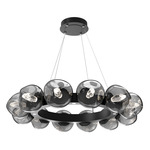 Luna Radial Ring Chandelier - Matte Black / Smoke Geo