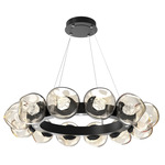 Luna Radial Ring Chandelier - Matte Black / Amber Zircon