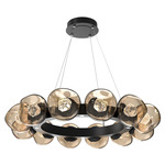 Luna Radial Ring Chandelier - Matte Black / Bronze Zircon