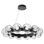 Luna Radial Ring Chandelier - Matte Black / Clear Zircon