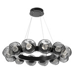 Luna Radial Ring Chandelier - Matte Black / Smoke Zircon