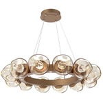 Luna Radial Ring Chandelier - Novel Brass / Amber Floret