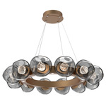 Luna Radial Ring Chandelier - Novel Brass / Smoke Floret