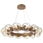 Luna Radial Ring Chandelier - Novel Brass / Amber Geo