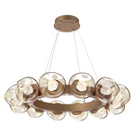 Luna Radial Ring Chandelier - Novel Brass / Amber Zircon