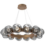 Luna Radial Ring Chandelier - Novel Brass / Smoke Zircon