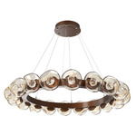 Luna Radial Ring Chandelier - Burnished Bronze / Amber Floret