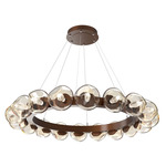 Luna Radial Ring Chandelier - Burnished Bronze / Amber Geo