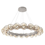 Luna Radial Ring Chandelier - Beige Silver / Amber Floret